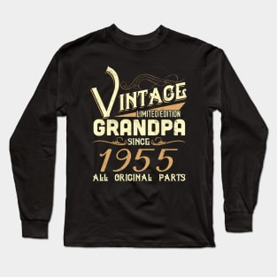 Vintage Grandpa Since 1955 Funny Man Myth Legend Daddy Long Sleeve T-Shirt